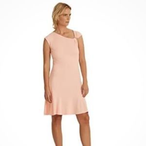 Ralph Lauren Black Label  Pink Dress with Gold Shoulder Accent Ruffled size 10